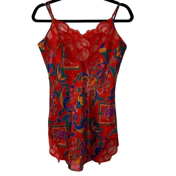 Vintage Victoria's Secret Gold Label red pattern mini Slip Small - Picture 1 of 4